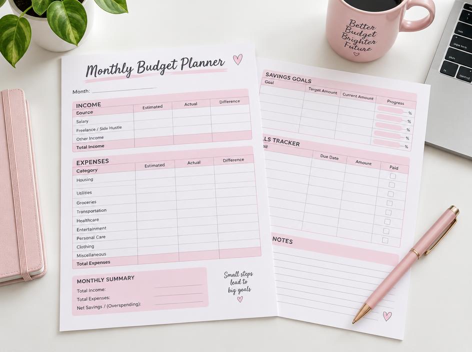 Illustration of budget & savings trackers