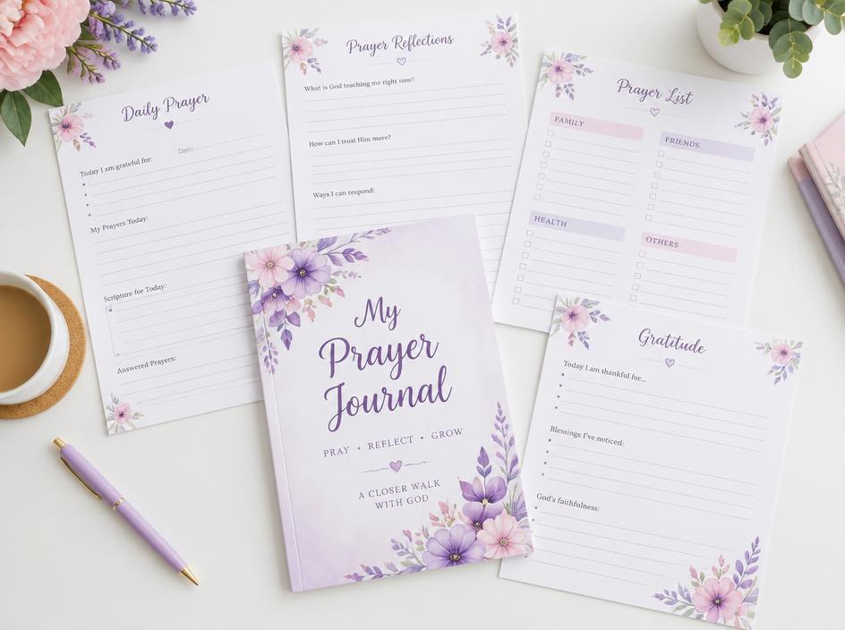 Illustration of prayer journals & devotionals