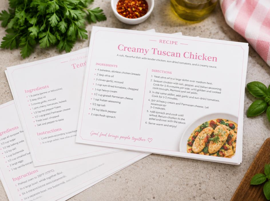 Illustration of recipe cards